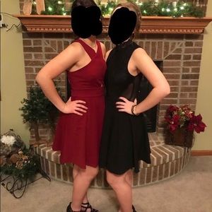 Wine red keyhole dress